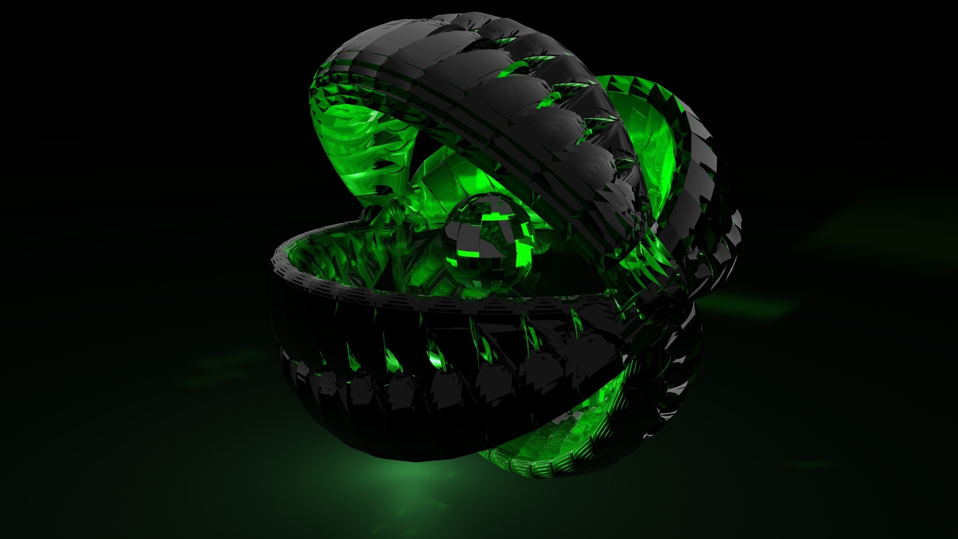 3d abstract green dark