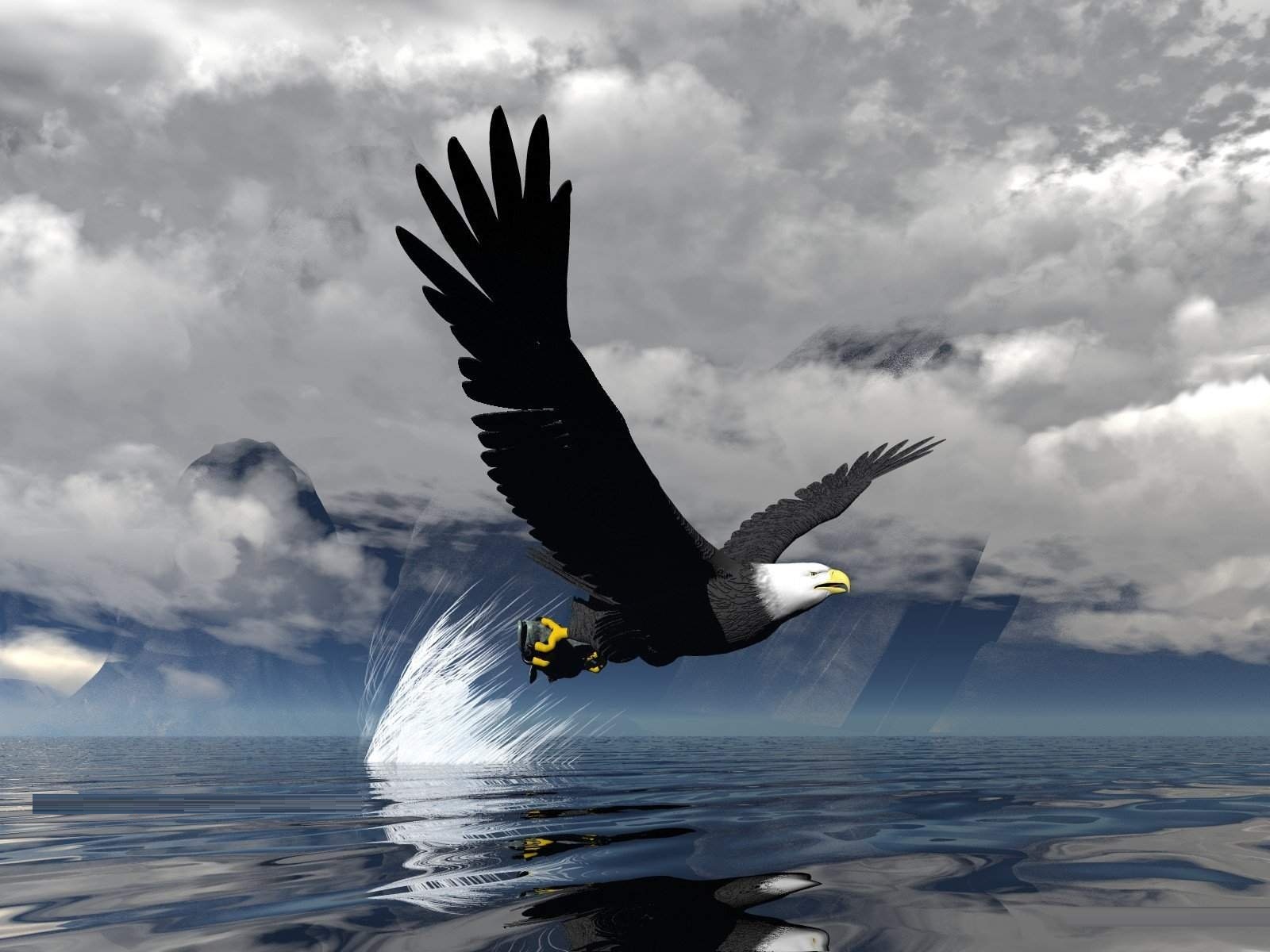 3d black eagle fly
