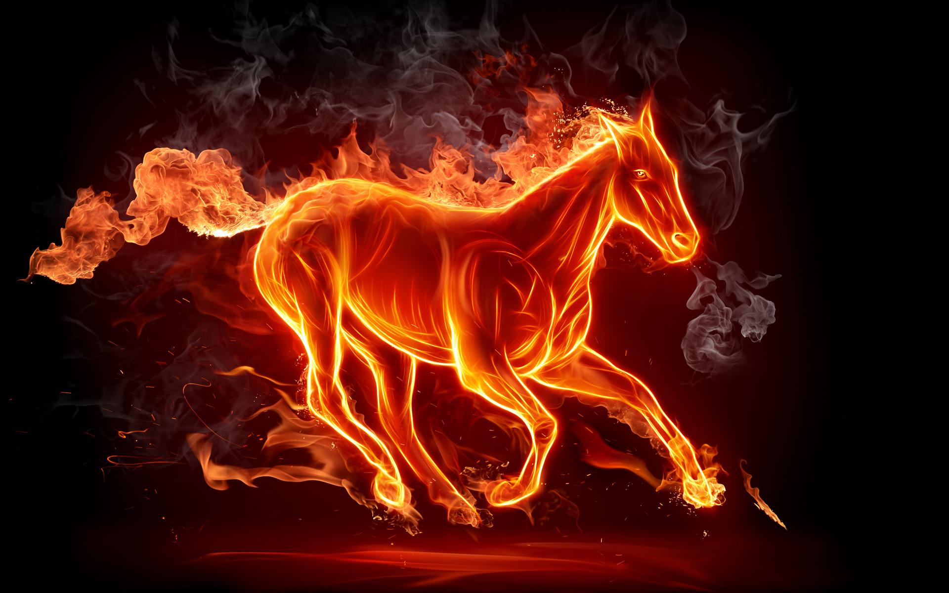 3d fire horse run