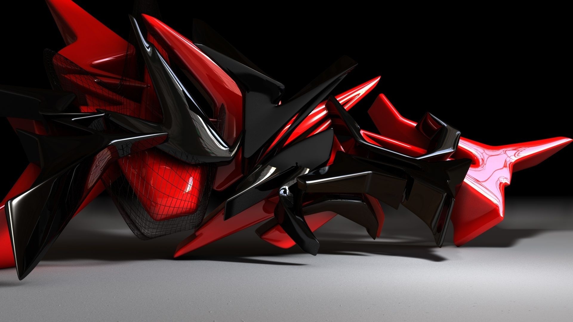 red black 3d abstract art