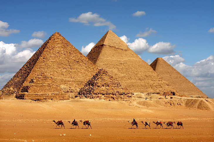 egypt cairo pyramids of giza and camels