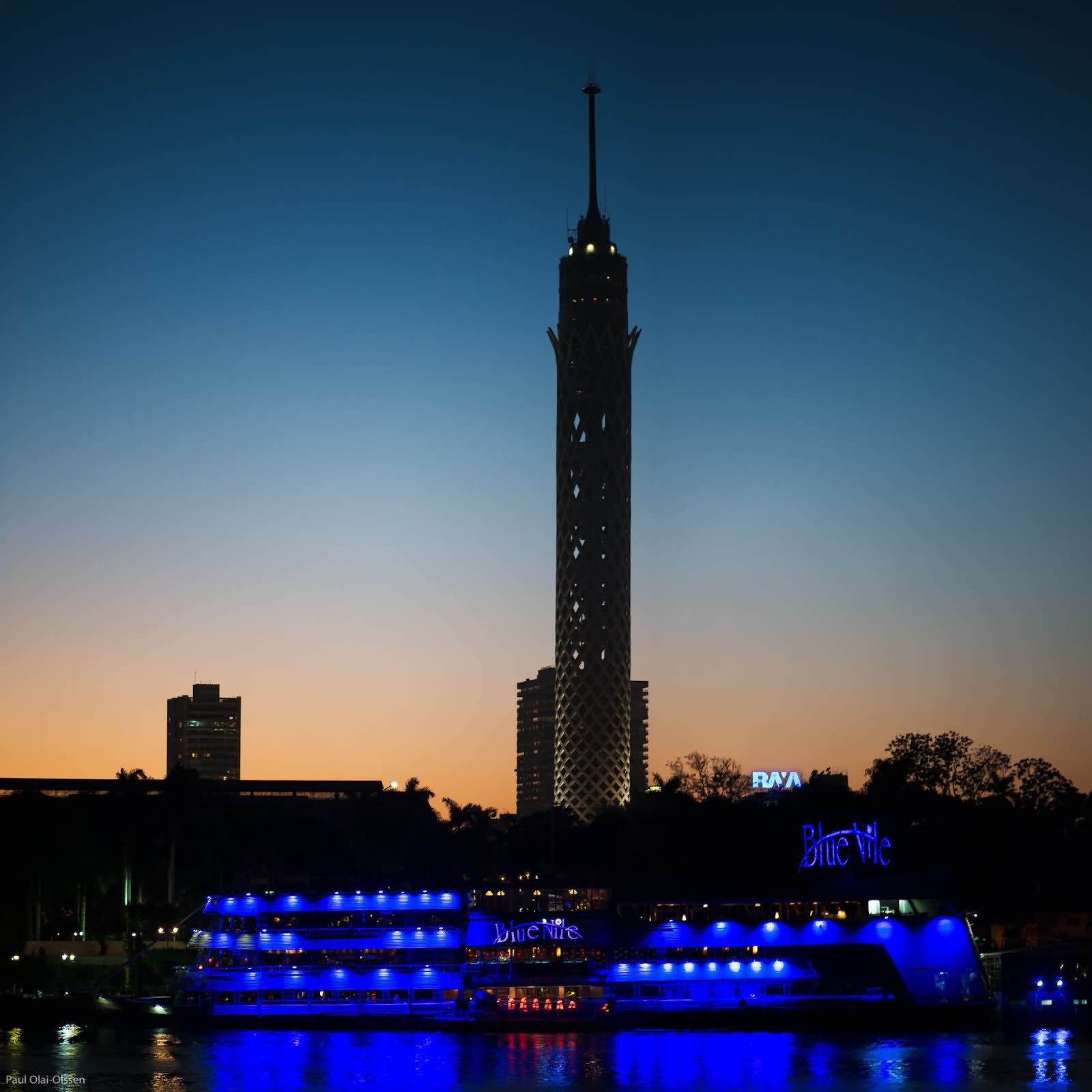 nile river and cairo tower night view