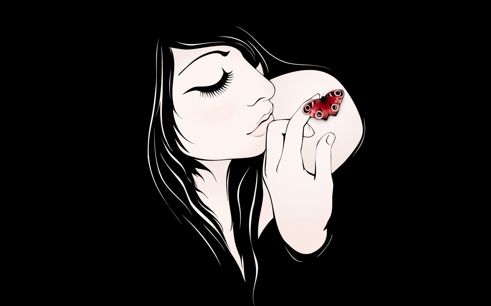Emo Girl Red Butterfly