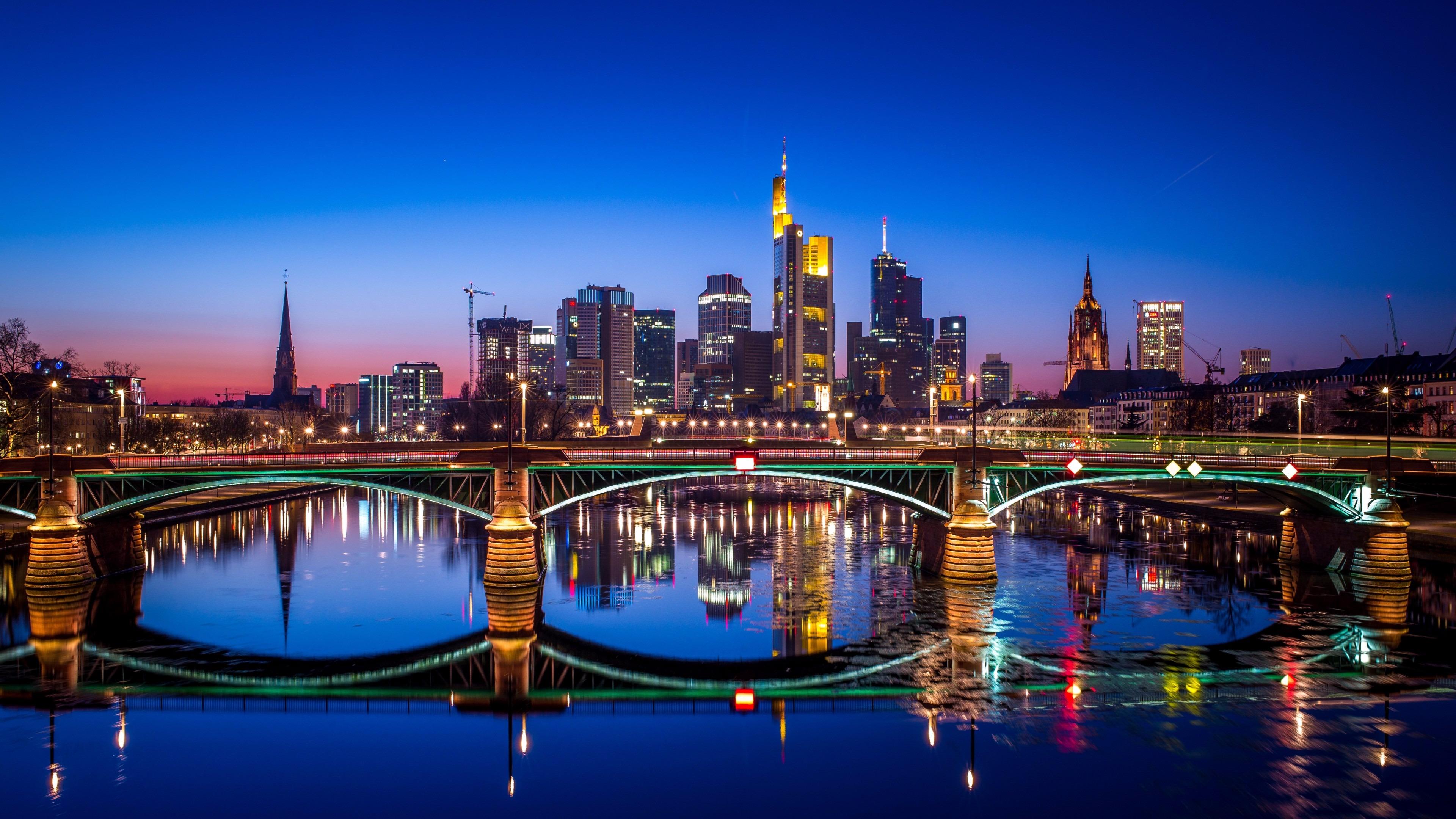 nightscape of frankfurt germany