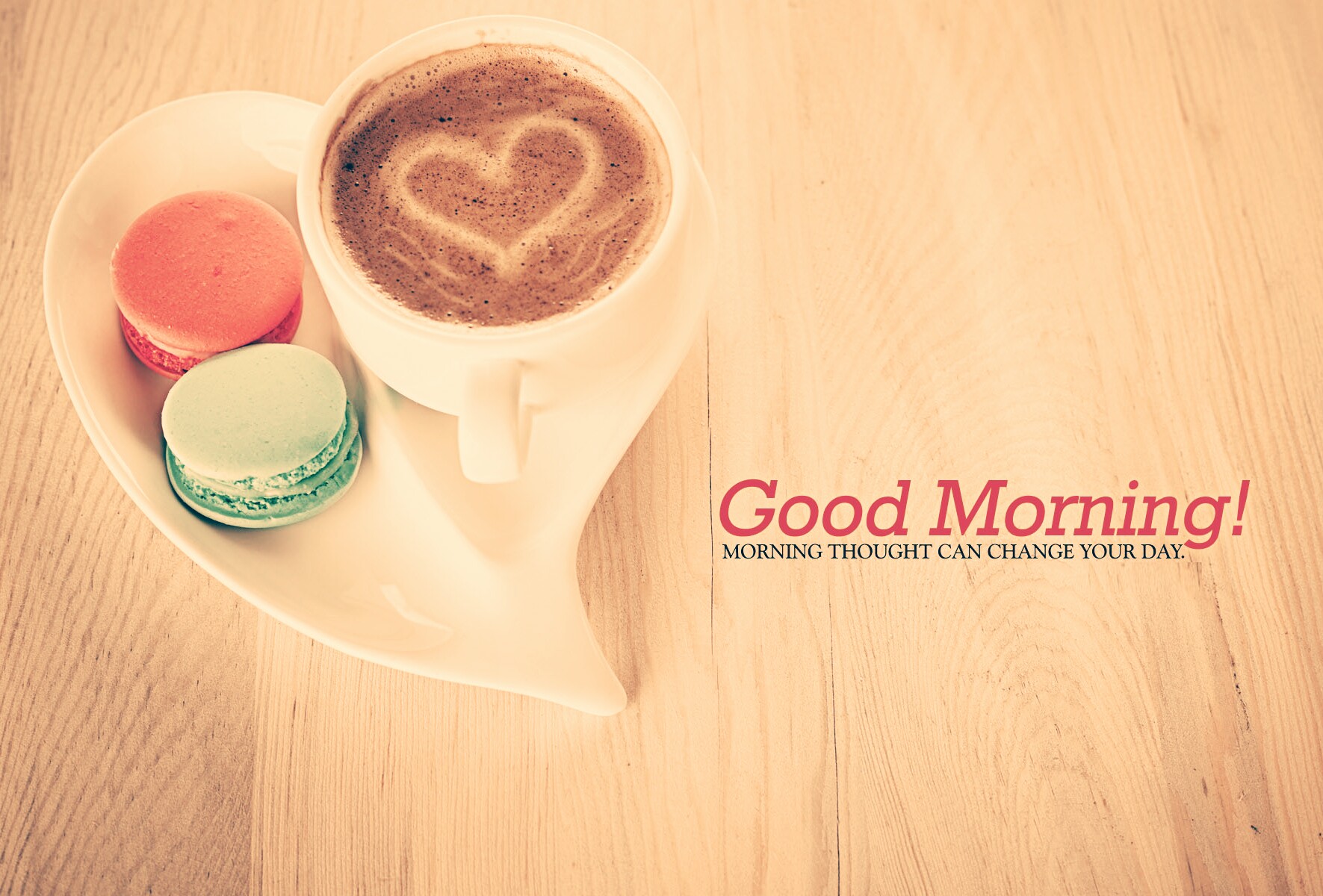 good morning heart shape in coffee