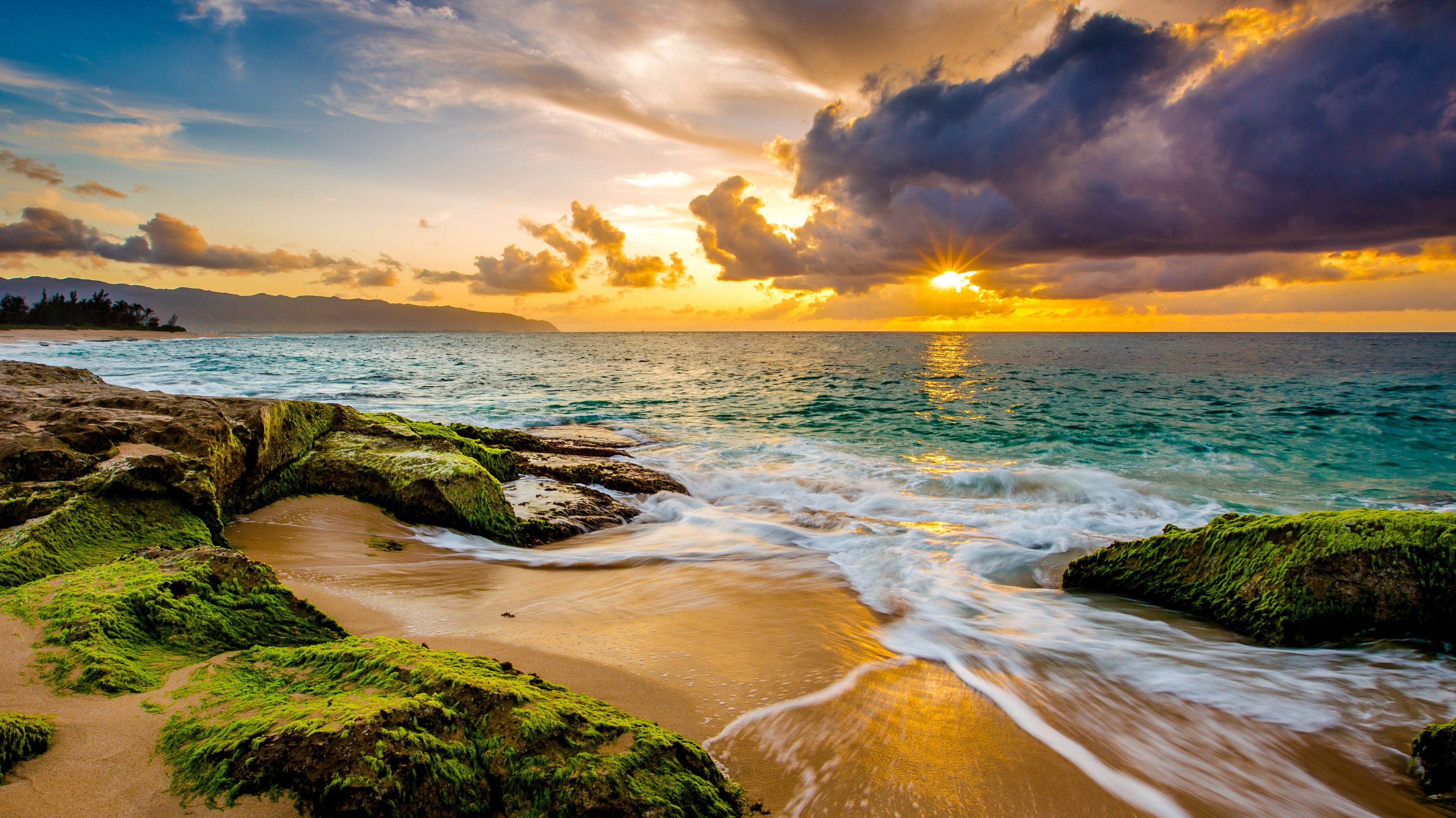 hawaii evening beach waves