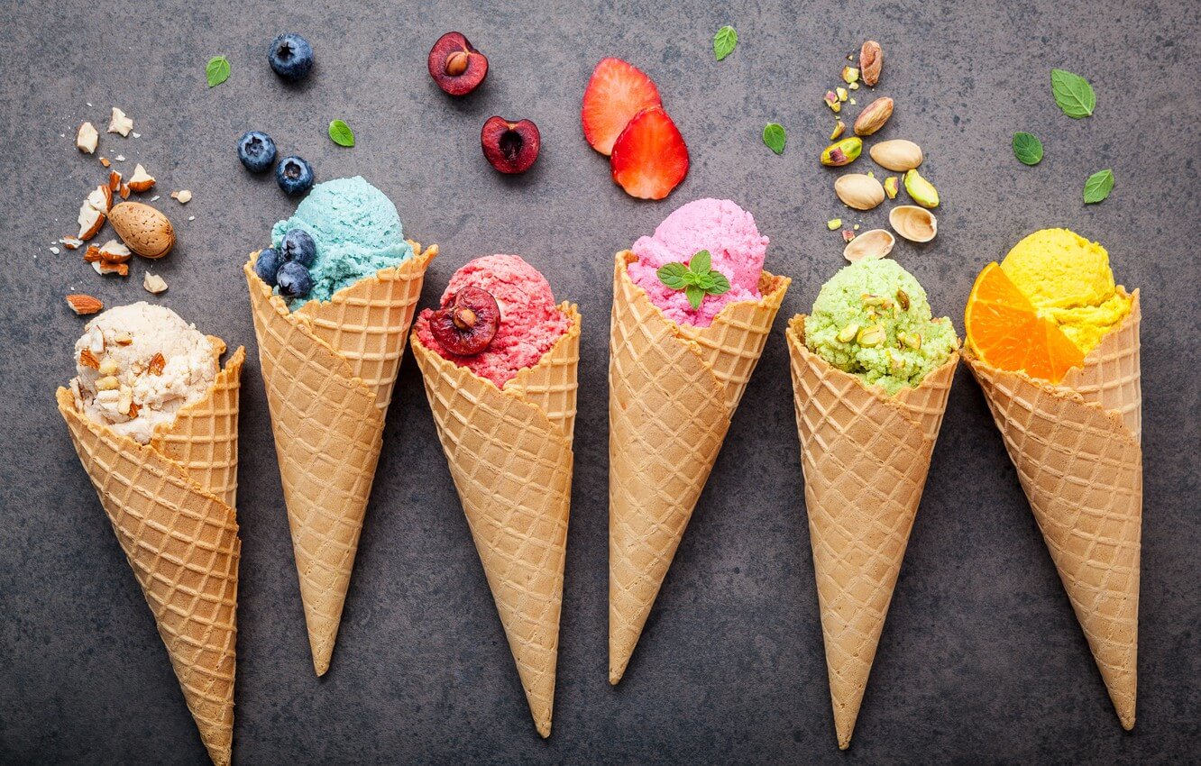 colorful ice cream cones