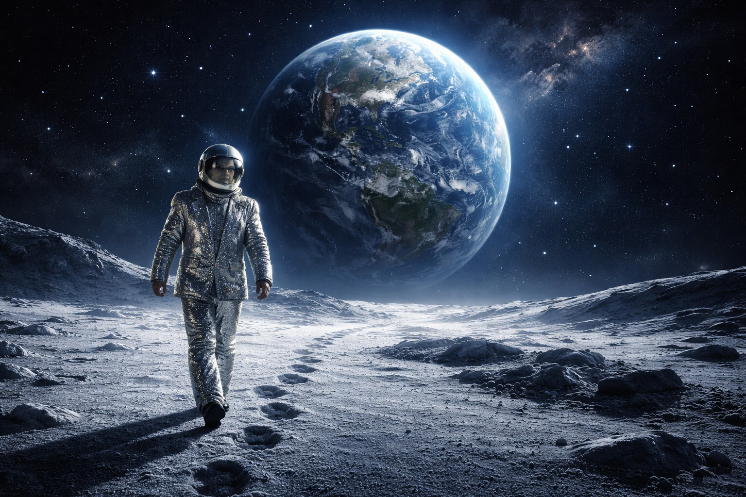 Rocket Man Elton John Inspired Moon Walk Surreal Space Wallpaper