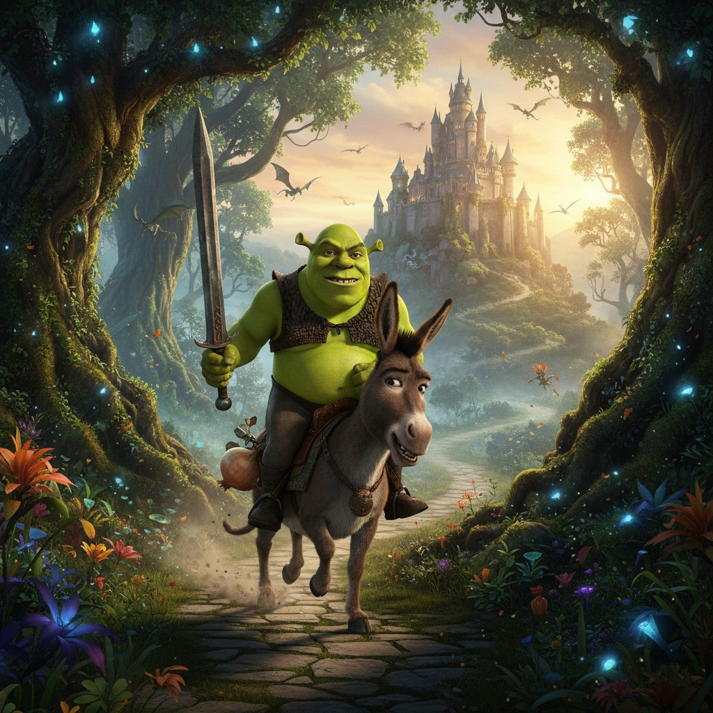 Shrek And Donkey Adventure Movie Scene Wallpaper