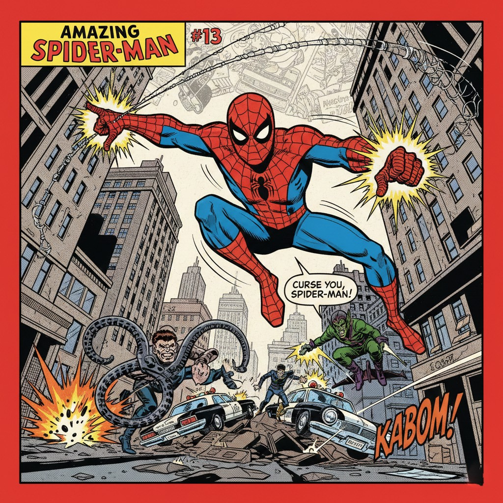 Spiderman Comic Style Dynamic Scene Wallpaper