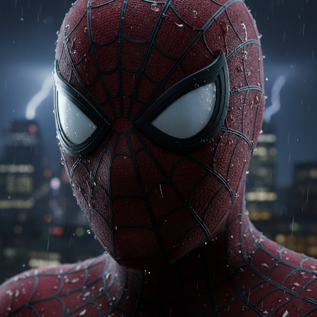 Spiderman Mask Closeup Dramatic Look Wallpaper