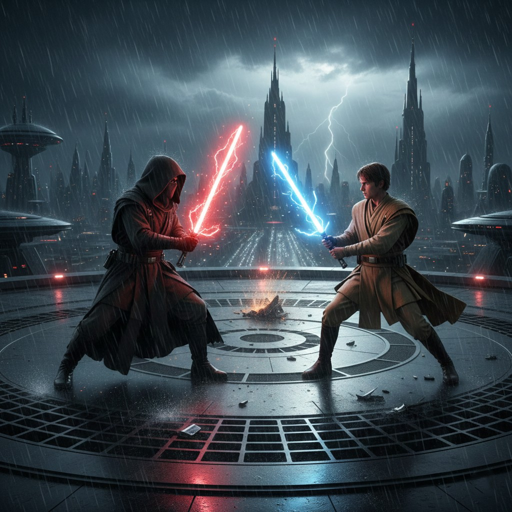 Star Wars Movie Lightsaber Duel Scene Wallpaper