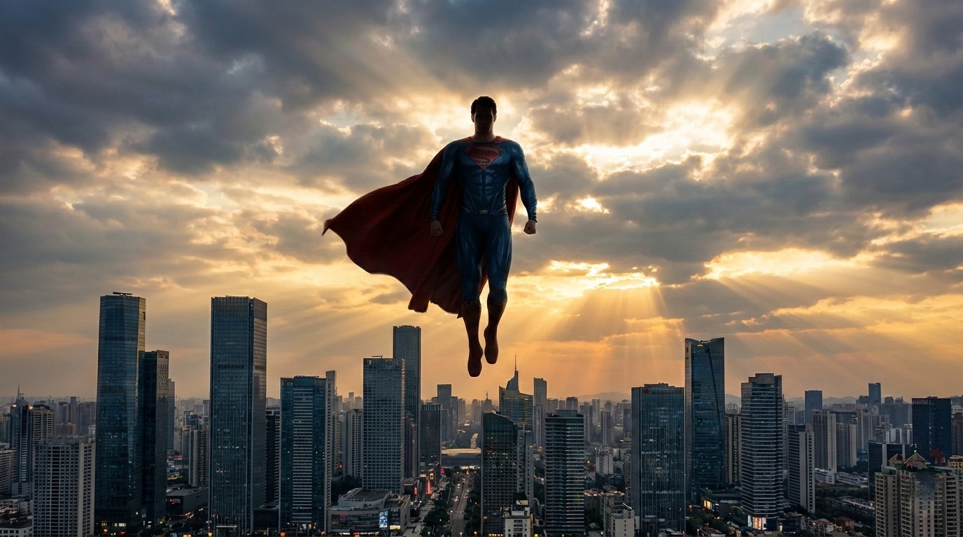 Superman Sky Guardian Widescreen Wallpaper