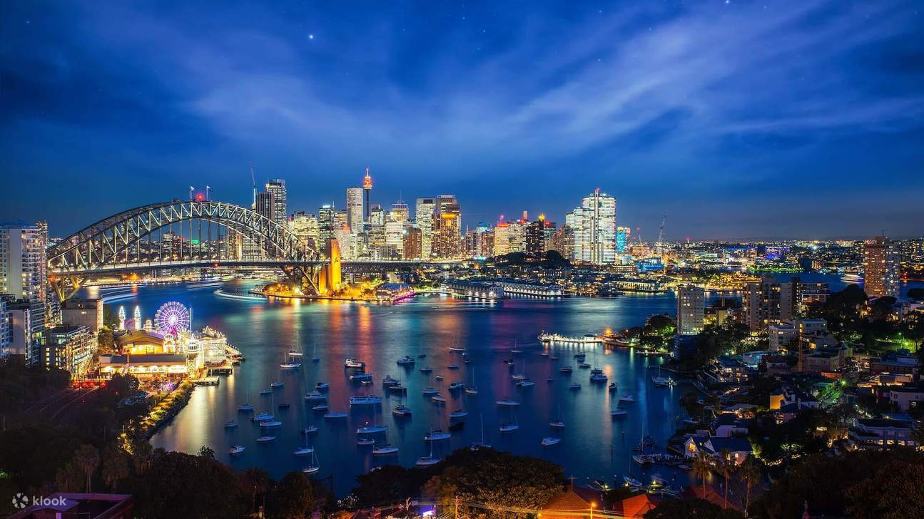 Sydney Australia Cityscape Night Lights Wallpaper