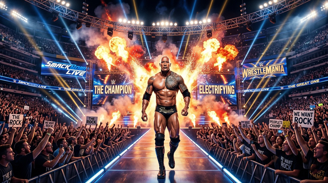 Electrifying Entrance Arena The Rock Wallpaper