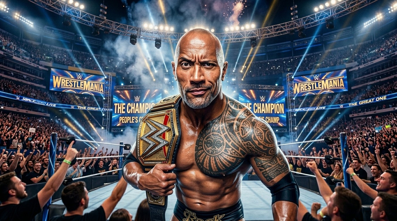 Iconic Eyebrow Pose The Rock Wallpaper