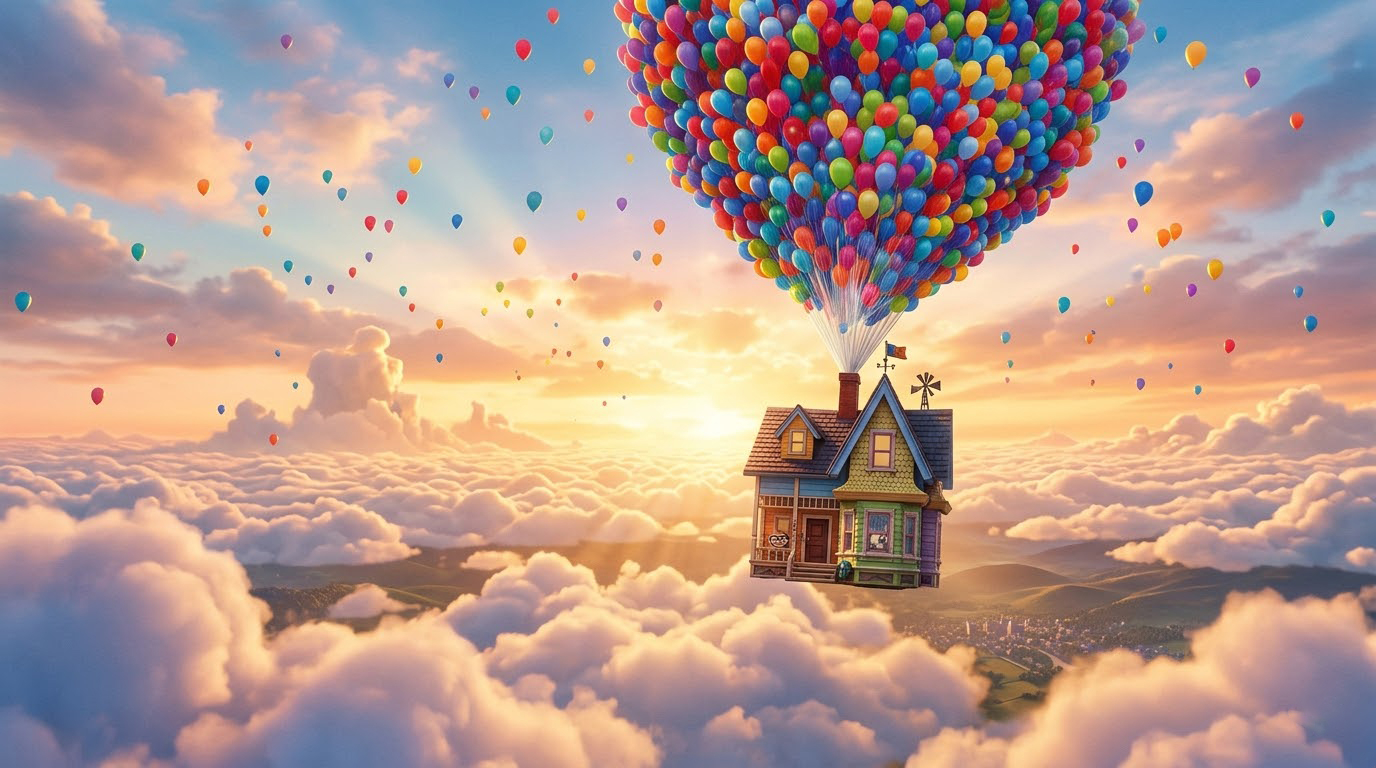 Floating Balloon House Adventure Up Wallpaper