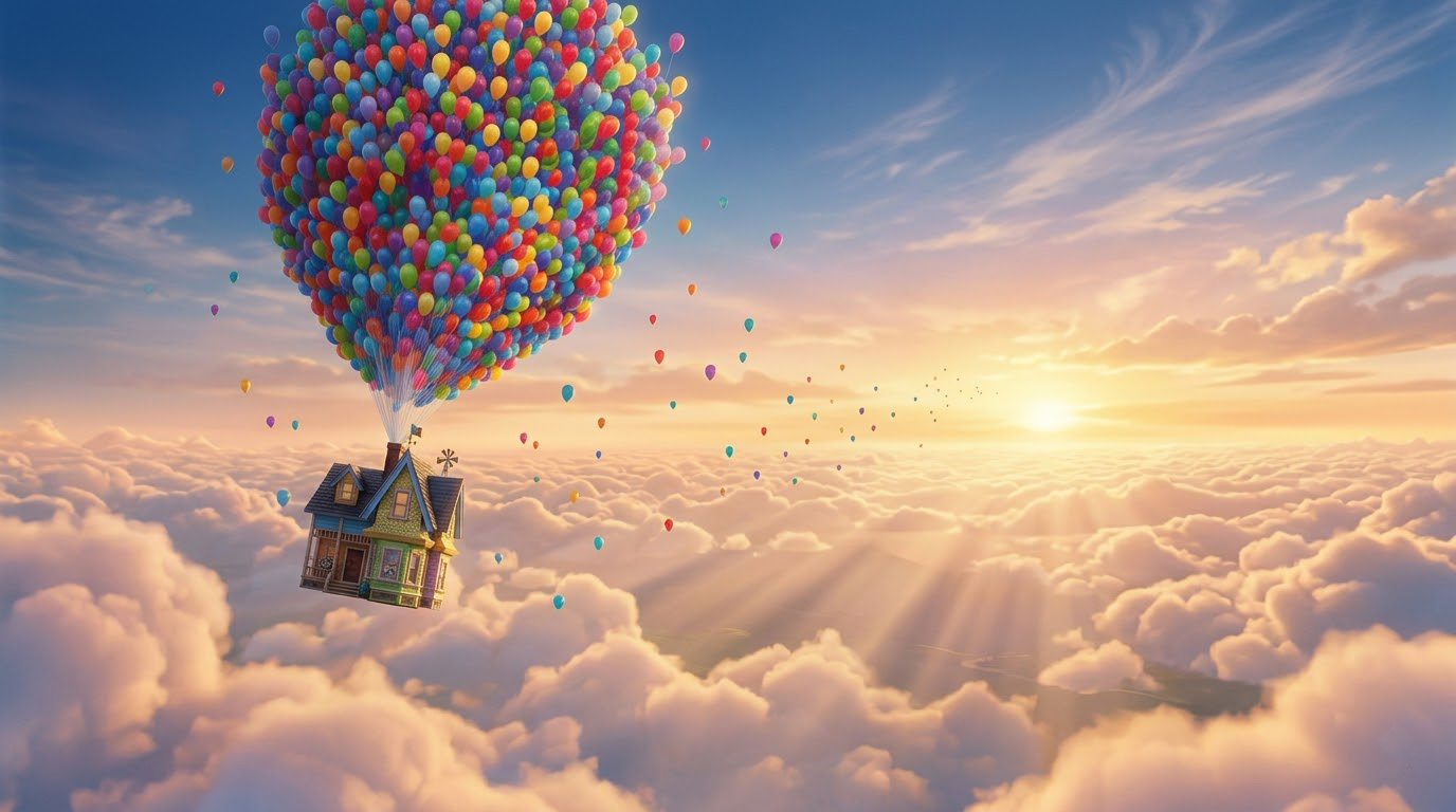 Heartwarming Journey Skyward Up Wallpaper