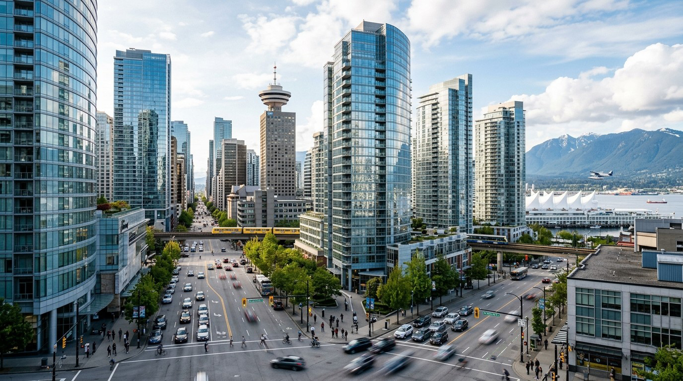 Downtown Skyscrapers Scene Vancouver Wallpaper