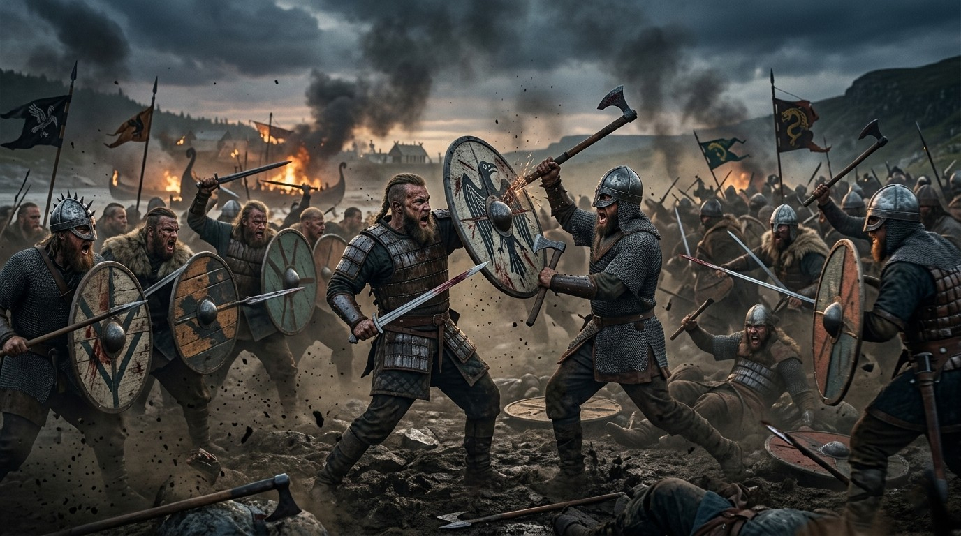 Epic Battlefield Clash Vikings Wallpaper