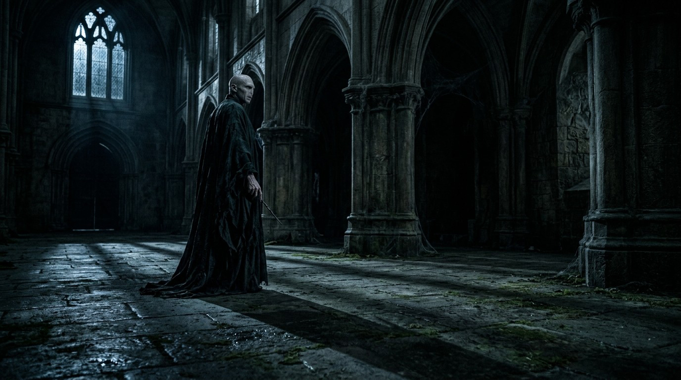 Shadowy Villain Presence Voldemort Wallpaper
