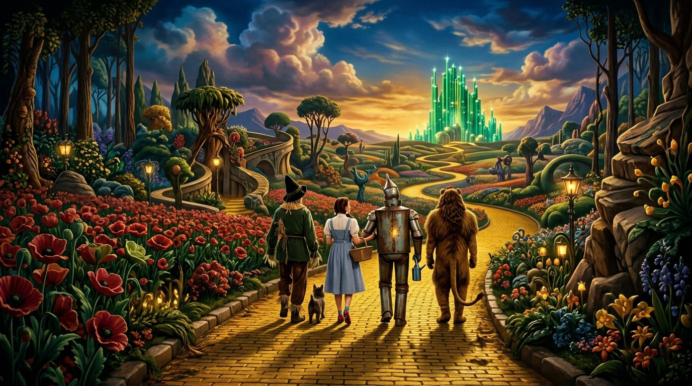 Classic Fantasy Film Scene Wizard Of Oz Wallpaper