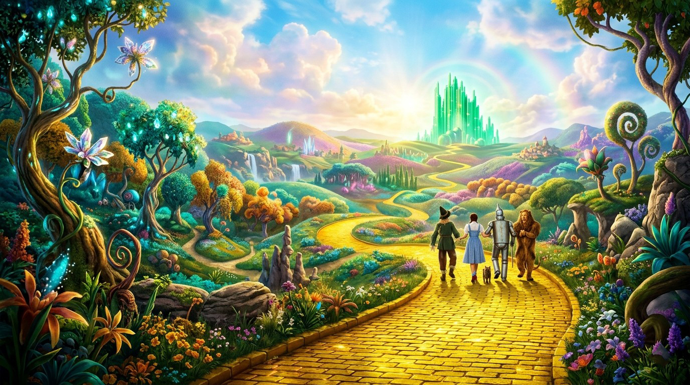 Yellow Brick Road Journey Wizard Of Oz Wallpaper