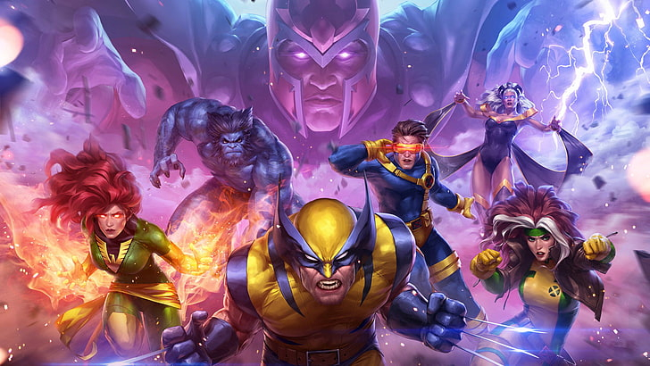 X Men Team Battle Wolverine Cyclops Storm Phoenix Art Wallpaper