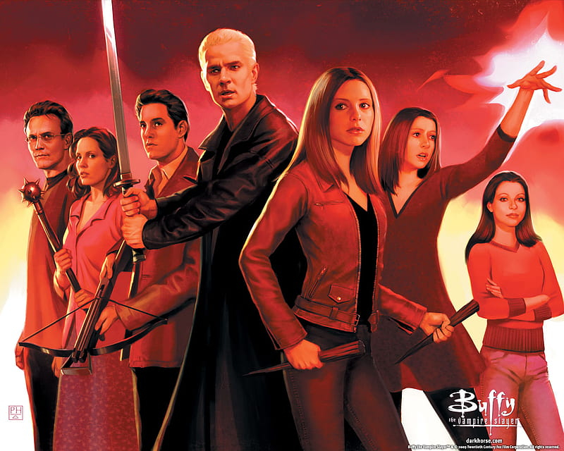 Xander Buffy The Vampire Slayer Cast Red Artwork Action Poster Wallpaper