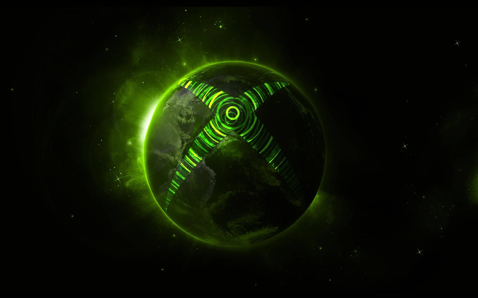 Xbox Green Planet Space Glow Abstract Background Design Wallpaper
