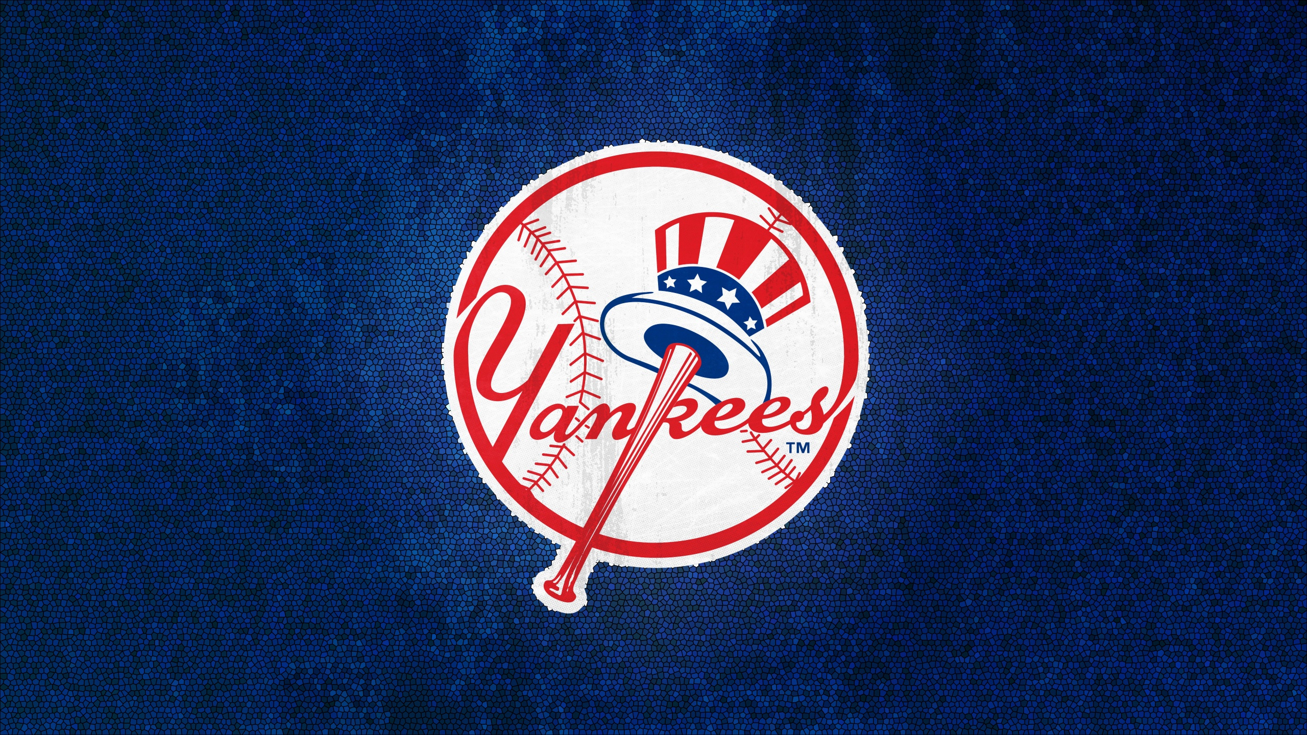 New York Yankees Classic Logo Baseball Bat Hat Design Wallpaper
