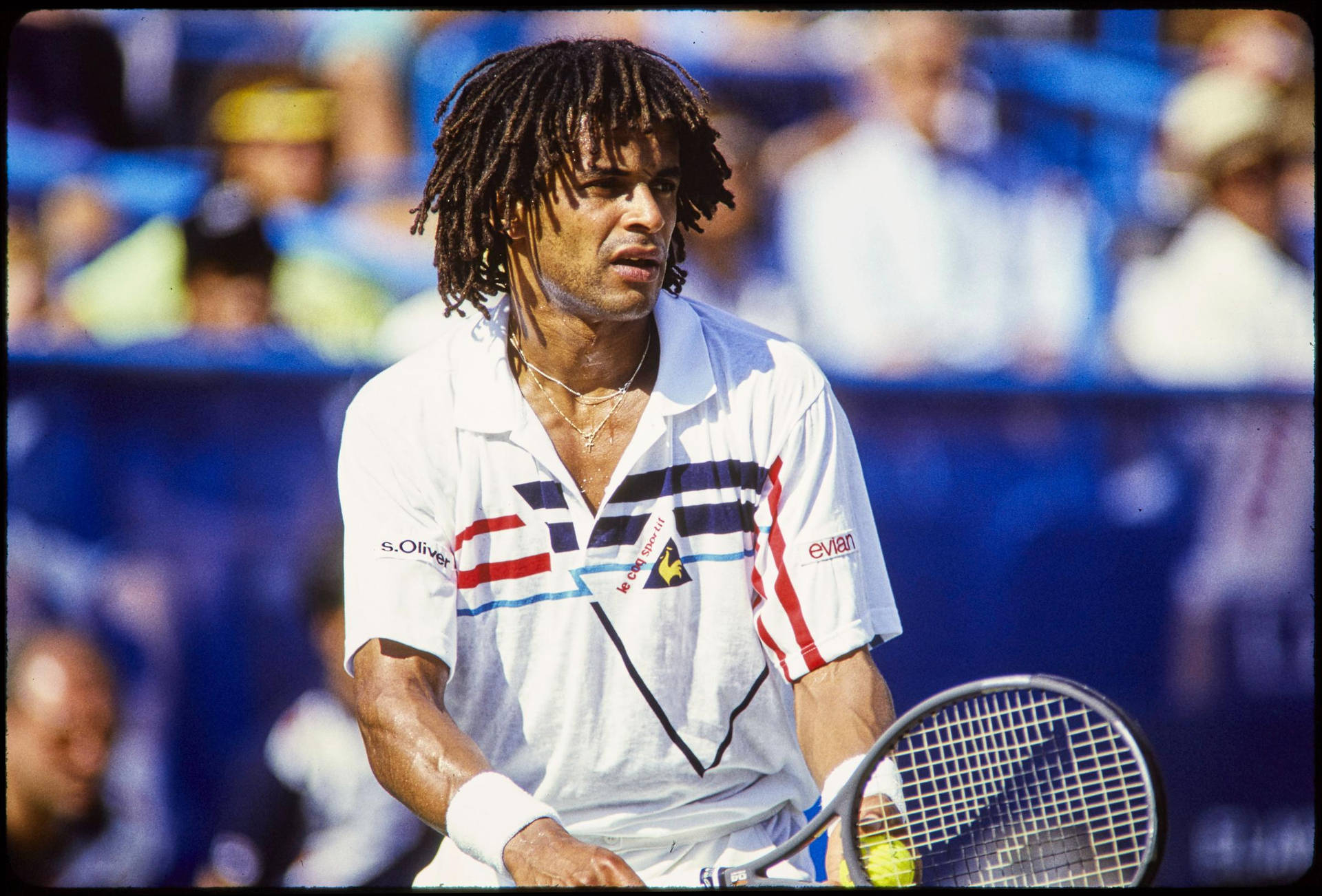 Yannick Noah Tennis Match Vintage Action Portrait Wallpaper