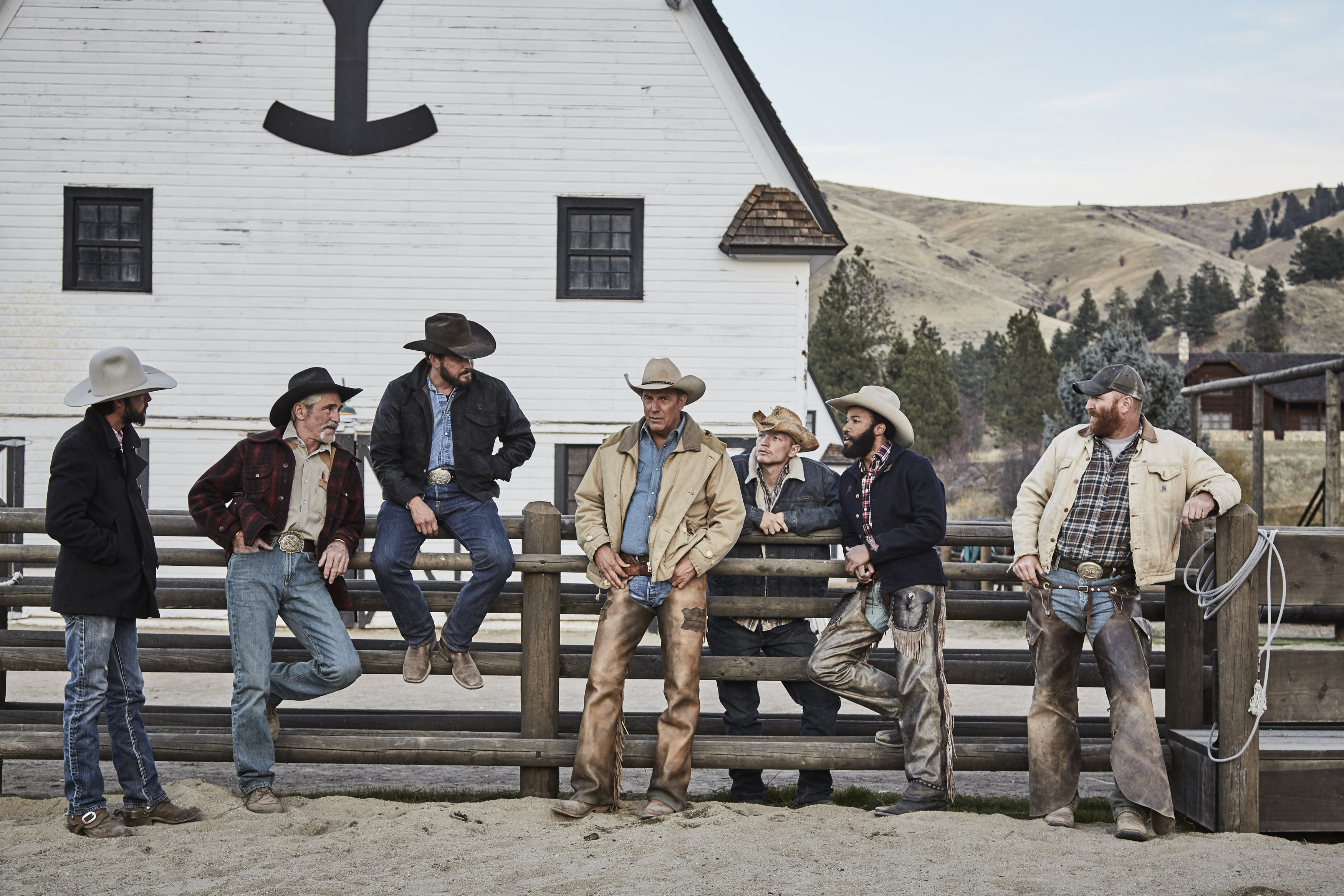 Yellowstone Tv Show Ranch Hands Cowboys Bunkhouse Fence Montana Wallpaper