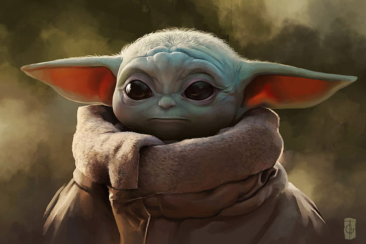 Grogu Baby Yoda Closeup Portrait Mandalorian Art Wallpaper