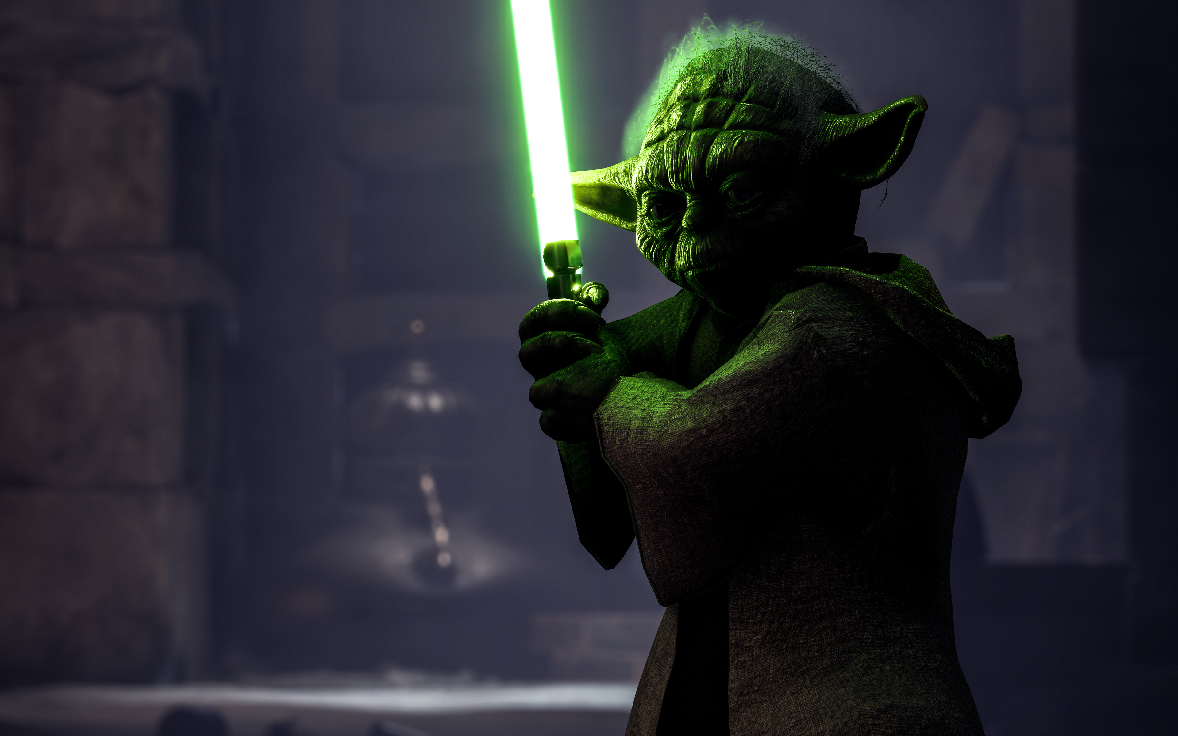 Yoda Star Wars Battlefront Glitch Effect Action Poster Wallpaper