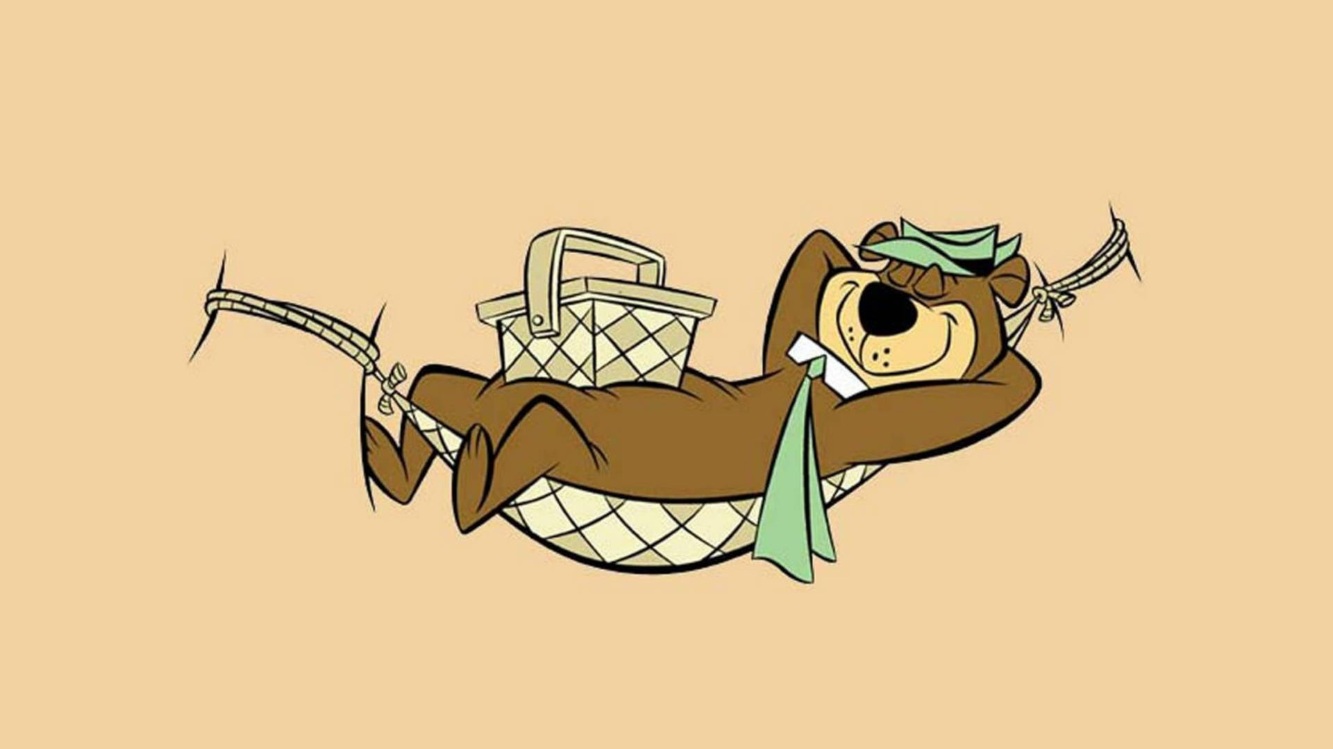 Yogi Bear Hammock Picnic Cartoon Wallpaper