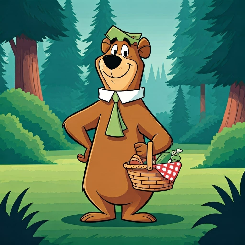 Yogi Bear Picnic Basket Forest Cartoon Wallpaper