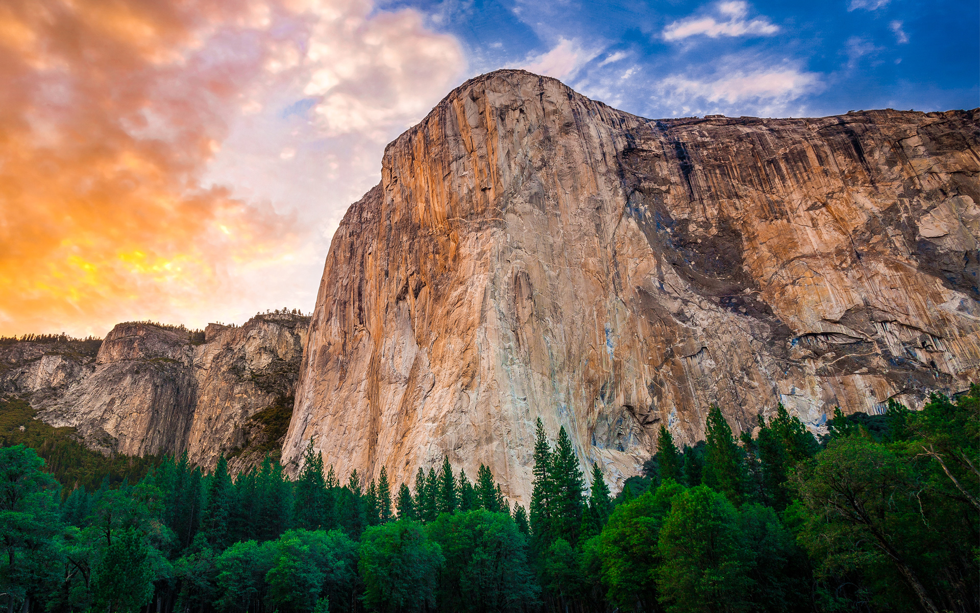 Yosemite National Park El Capitan Sunset Golden Light Granite Cliff Wallpaper