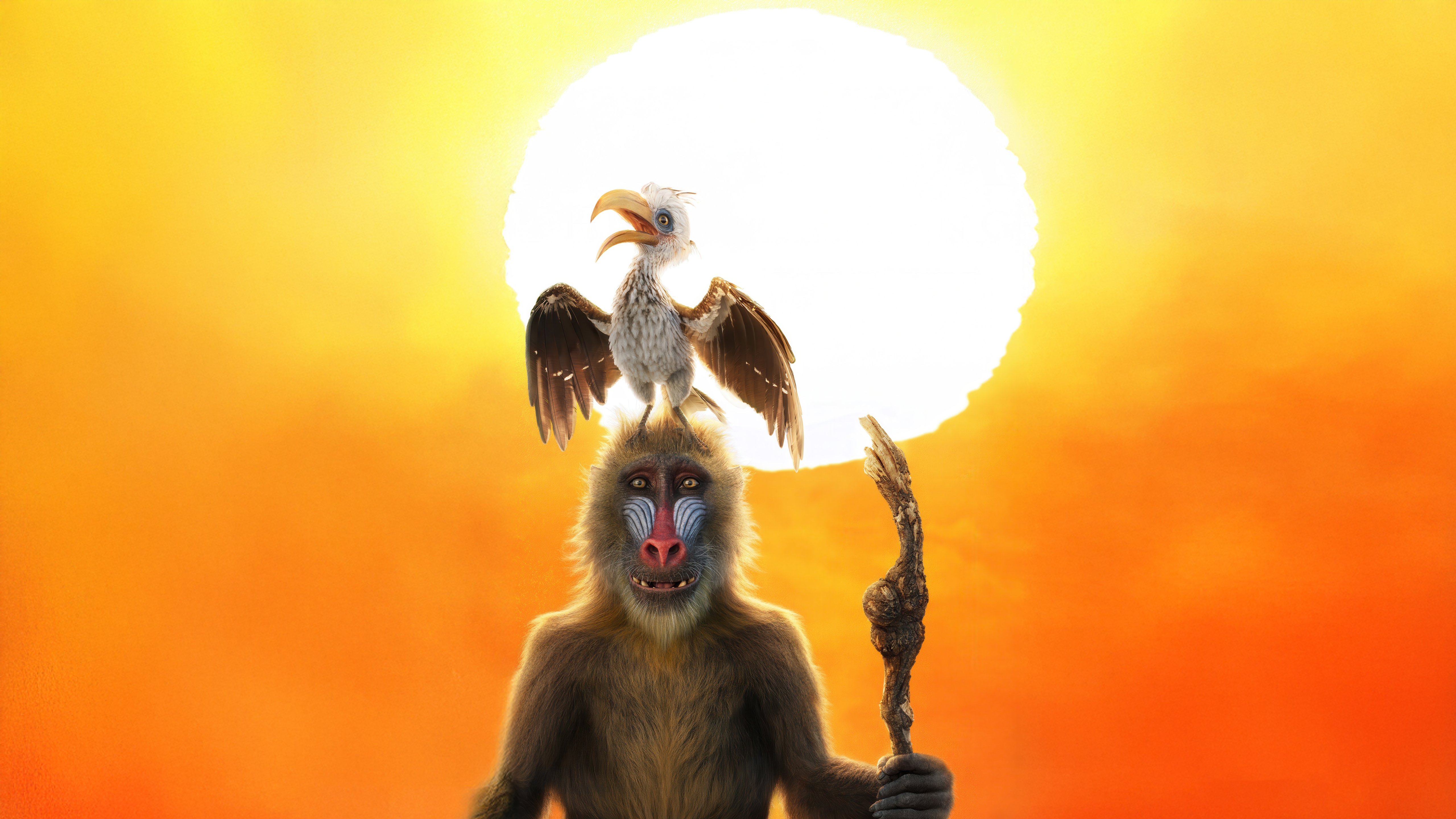 Rafiki And Zazu Sunrise Pride Lands Lion King Scene Wallpaper