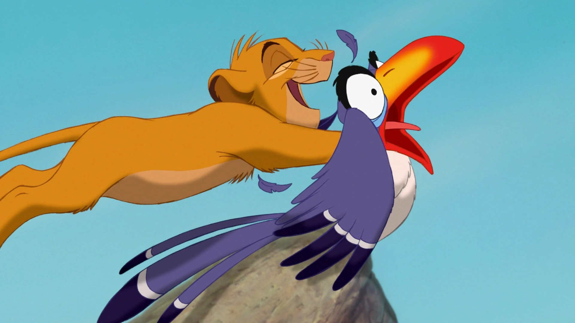 Zazu And Simba Playful Scene Lion King Animation Wallpaper