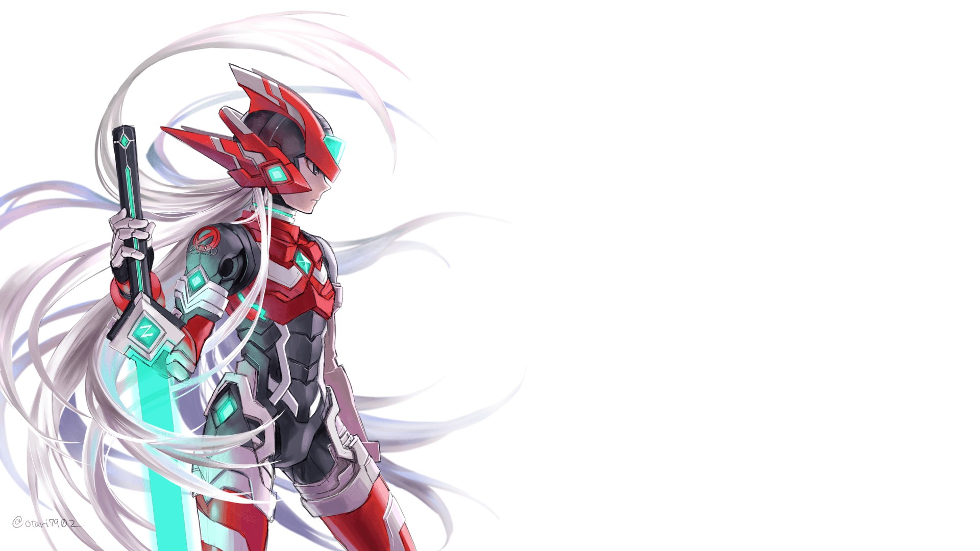 Zero Mega Man Anime Cyber Swordsman Red Armor Long Hair Artwork Wallpaper