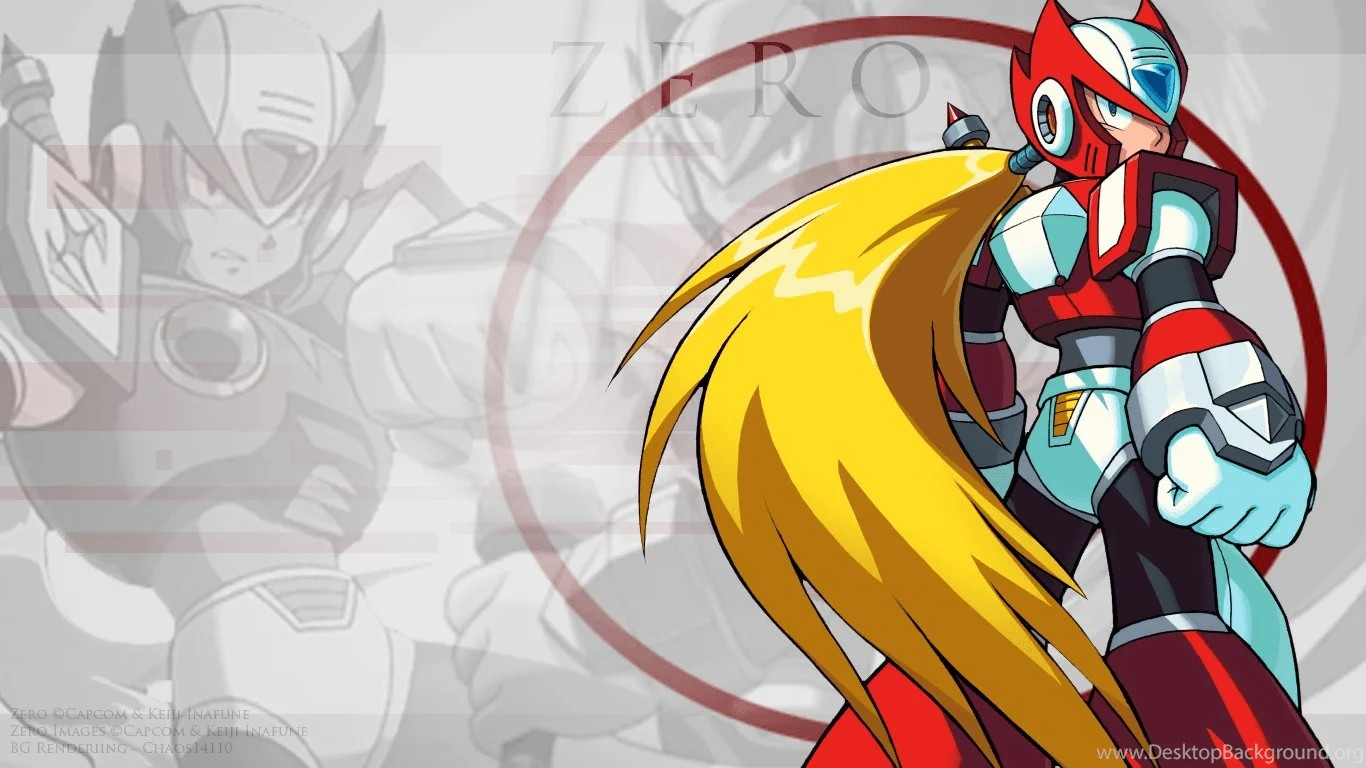 Zero Mega Man Classic Anime Character Long Blonde Hair Red Armor Illustration Wallpaper