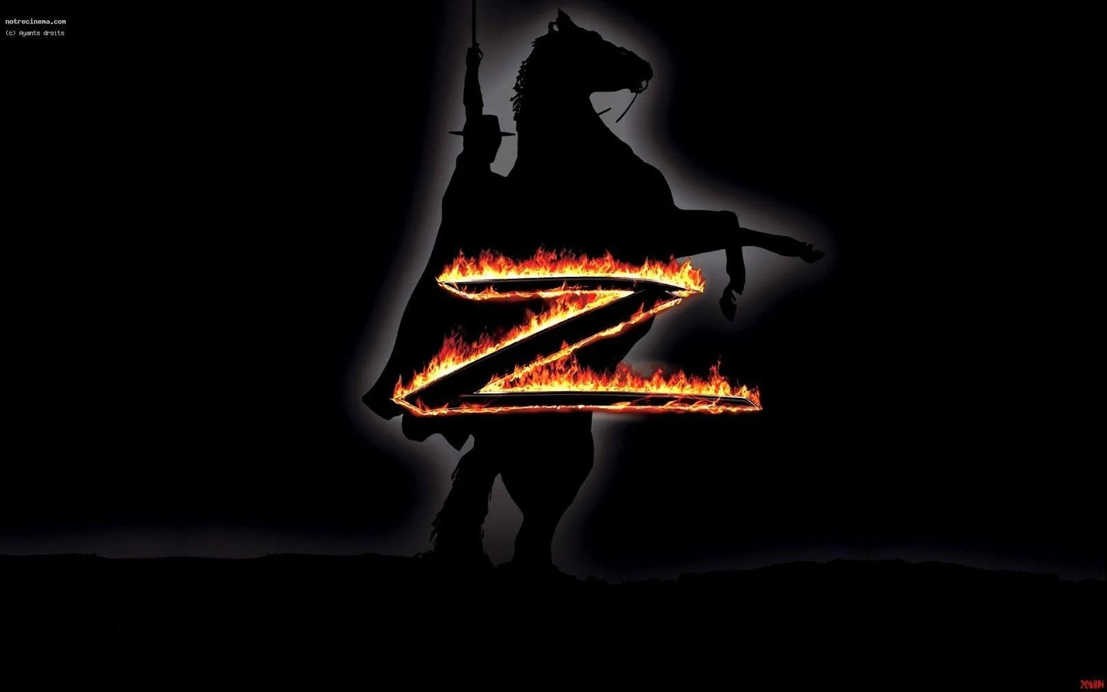 Zorro Flaming Z Swordmark Silhouette Dark Background Wallpaper