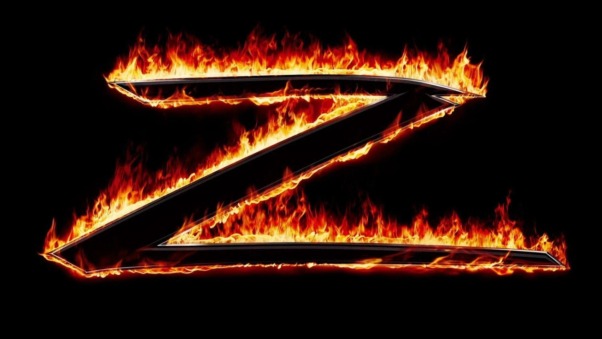 Zorro Flaming Z Symbol Fire Logo Dark Background Wallpaper