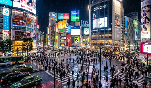 bustling crosswalk shibuya tokyo