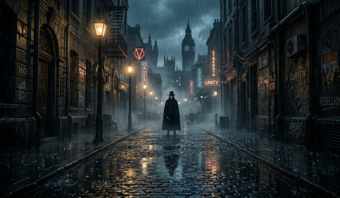 dark city night scene v for vendetta
