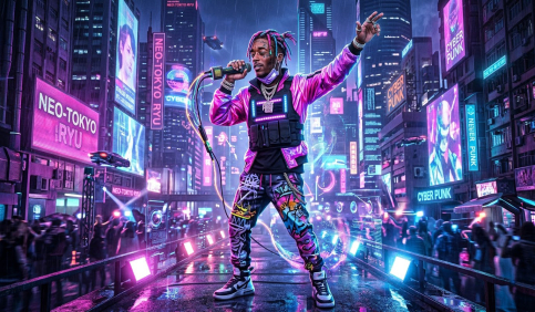 futuristic hiphop style uzi