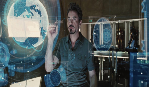 futuristic lab working tony stark