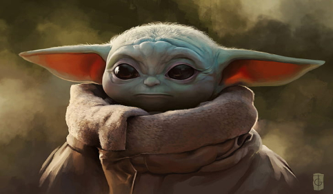 grogu baby yoda closeup portrait mandalorian art