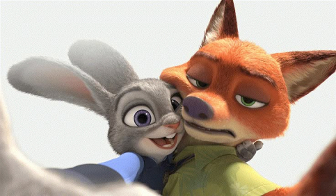 judy hopps hugging nick wilde selfie zootopia closeup